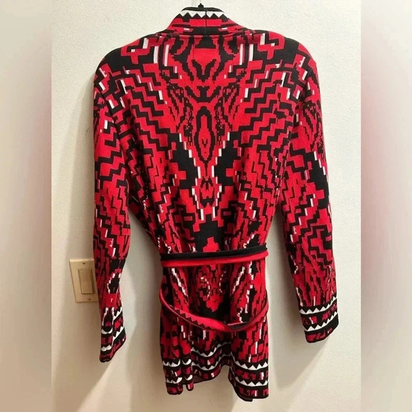 Red Geometric Women's Cardigan - Picture 7 of 7